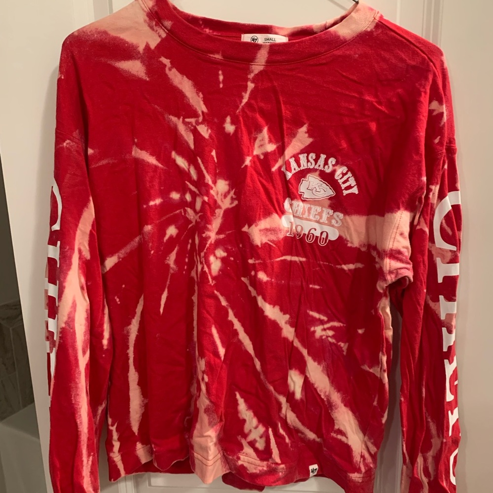 Kansas City Chiefs Cropped Long-sleeve Tie-Dye Tshirt